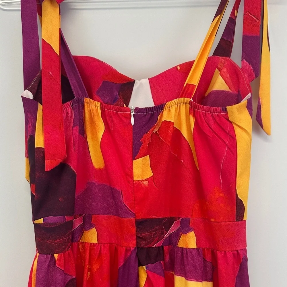 Louise James Boutique Abstract Print Tiered Maxi Dress Boho Sundress M